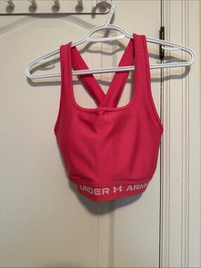 Under Armour Hot Pink Crossback Sports Bra with Branded Band